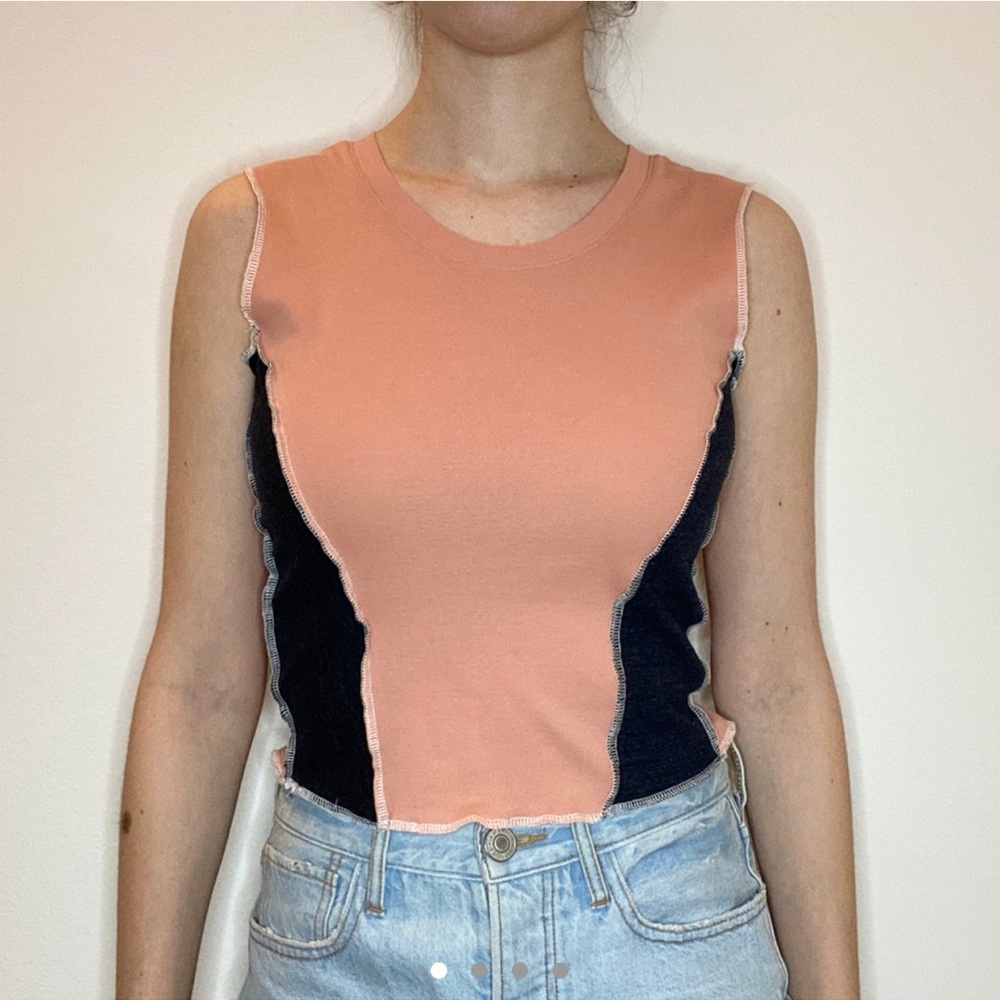 Color Block pink Navy Tank Top